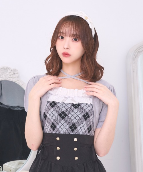 LAFARY(ラファリー)の「チェックアンサンブルニットトップス(ニット/セーター・レディース・ホワイト/ピンクベージュ/グレー・FREE)」の11枚目の写真