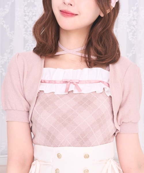 LAFARY(ラファリー)の「チェックアンサンブルニットトップス(ニット/セーター・レディース・ホワイト/ピンクベージュ/グレー・FREE)」の18枚目の写真