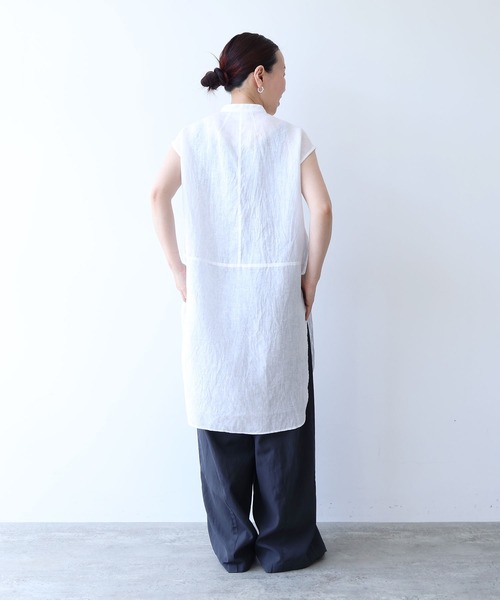 yuni(ユニ )の「60/1Linen french sleeve long blouse(シャツ/ブラウス・レディース・ホワイト/ブラック・FREE)」の12枚目の写真