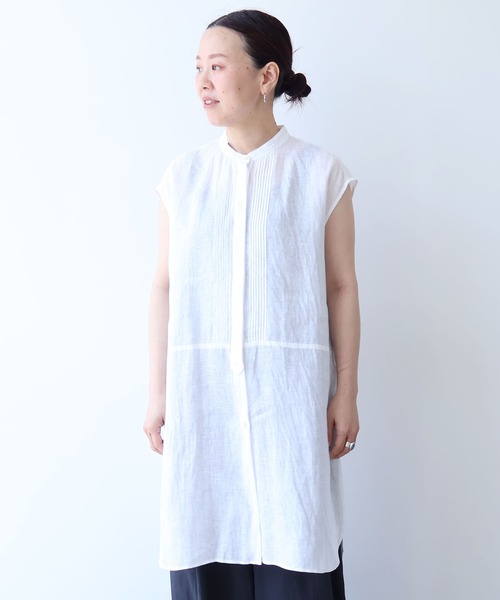 yuni(ユニ )の「60/1Linen french sleeve long blouse(シャツ/ブラウス・レディース・ホワイト/ブラック・FREE)」の13枚目の写真