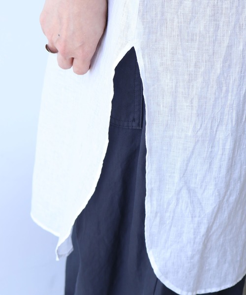 yuni(ユニ )の「60/1Linen french sleeve long blouse(シャツ/ブラウス・レディース・ホワイト/ブラック・FREE)」の21枚目の写真