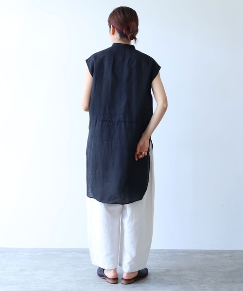 yuni(ユニ )の「60/1Linen french sleeve long blouse(シャツ/ブラウス・レディース・ホワイト/ブラック・FREE)」の5枚目の写真
