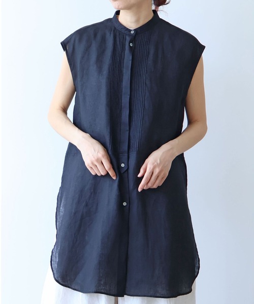 yuni(ユニ )の「60/1Linen french sleeve long blouse(シャツ/ブラウス・レディース・ホワイト/ブラック・FREE)」の6枚目の写真
