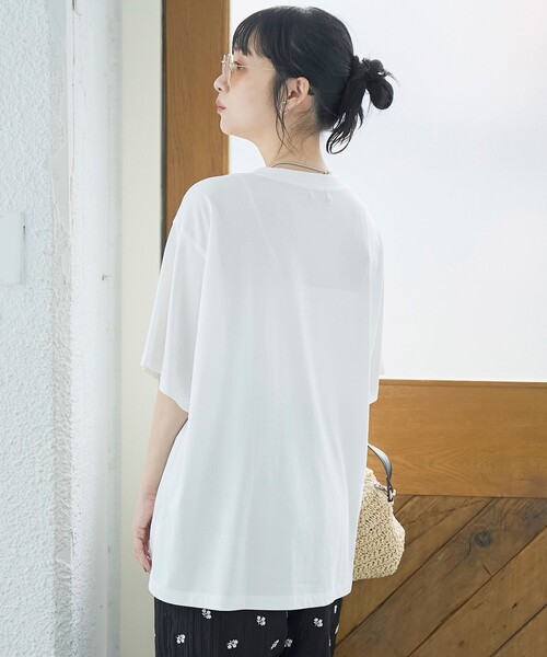 coen(コーエン)の「【Cool Hug Cotton / クールハグコットン】 ゆるTシャツ(接触冷感)(Tシャツ/カットソー・レディース・モカ/ブラック/オフホワイト/ターコイズブルー・M/L)」の21枚目の写真
