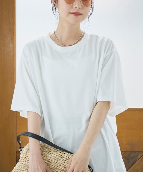 coen(コーエン)の「【Cool Hug Cotton / クールハグコットン】 ゆるTシャツ(接触冷感)(Tシャツ/カットソー・レディース・モカ/ブラック/オフホワイト/ターコイズブルー・M/L)」の20枚目の写真