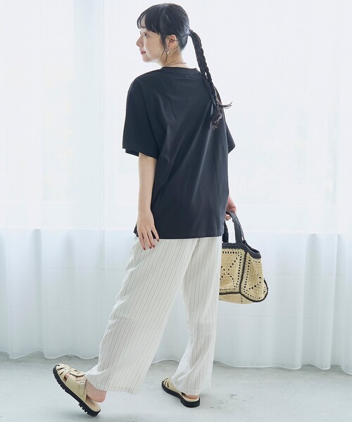 coen(コーエン)の「【Cool Hug Cotton / クールハグコットン】 ゆるTシャツ(接触冷感)(Tシャツ/カットソー・レディース・モカ/ブラック/オフホワイト/ターコイズブルー・M/L)」の18枚目の写真