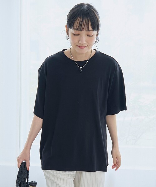 coen(コーエン)の「【Cool Hug Cotton / クールハグコットン】 ゆるTシャツ(接触冷感)(Tシャツ/カットソー・レディース・モカ/ブラック/オフホワイト/ターコイズブルー・M/L)」の17枚目の写真