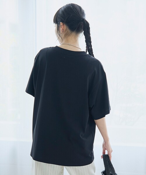 coen(コーエン)の「【Cool Hug Cotton / クールハグコットン】 ゆるTシャツ(接触冷感)(Tシャツ/カットソー・レディース・モカ/ブラック/オフホワイト/ターコイズブルー・M/L)」の16枚目の写真