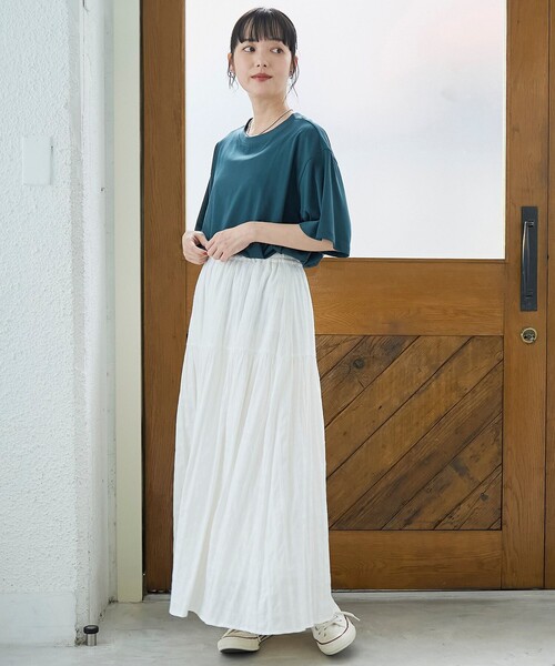coen(コーエン)の「【Cool Hug Cotton / クールハグコットン】 ゆるTシャツ(接触冷感)(Tシャツ/カットソー・レディース・モカ/ブラック/オフホワイト/ターコイズブルー・M/L)」の10枚目の写真