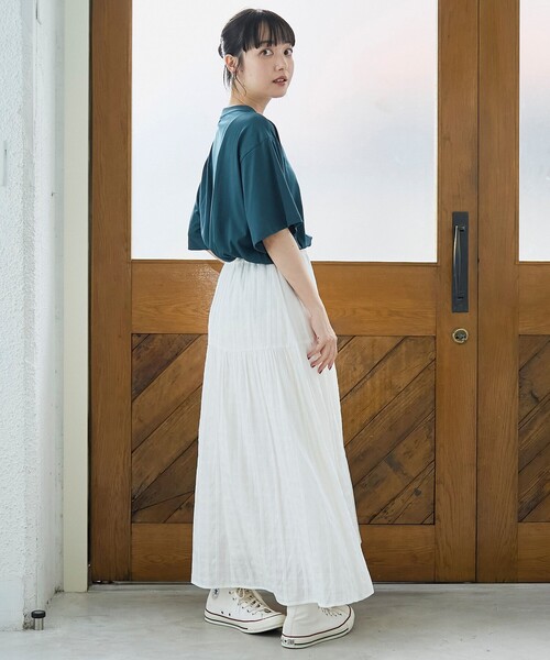 coen(コーエン)の「【Cool Hug Cotton / クールハグコットン】 ゆるTシャツ(接触冷感)(Tシャツ/カットソー・レディース・モカ/ブラック/オフホワイト/ターコイズブルー・M/L)」の9枚目の写真