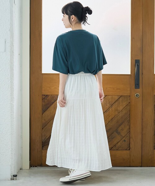 coen(コーエン)の「【Cool Hug Cotton / クールハグコットン】 ゆるTシャツ(接触冷感)(Tシャツ/カットソー・レディース・モカ/ブラック/オフホワイト/ターコイズブルー・M/L)」の8枚目の写真