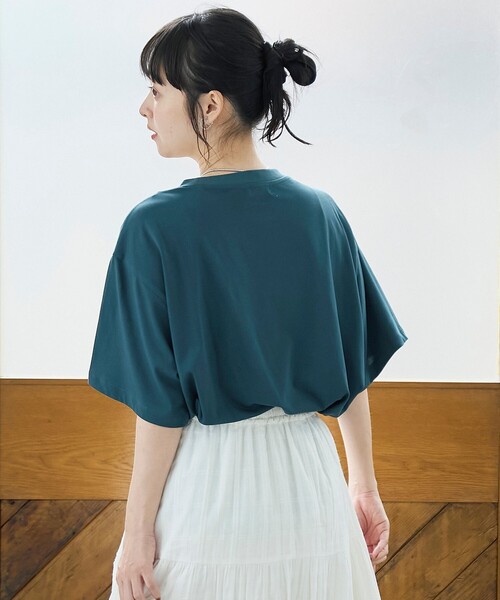 coen(コーエン)の「【Cool Hug Cotton / クールハグコットン】 ゆるTシャツ(接触冷感)(Tシャツ/カットソー・レディース・モカ/ブラック/オフホワイト/ターコイズブルー・M/L)」の6枚目の写真