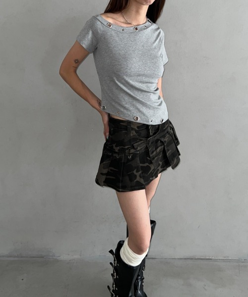 Bamm（バム）の「アイレットワンショルコンパクトT（Tシャツ/カットソー・レディース・グレー/ホワイト/ブラック・FREE）」の19枚目の写真