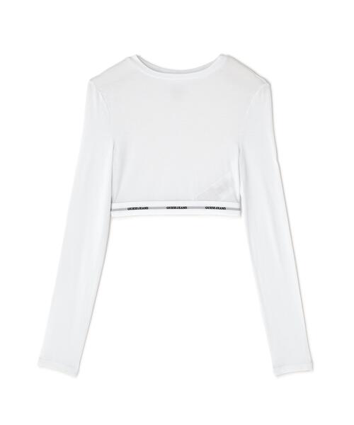 GUESS JEANS(ゲスジーンズ)の「GUESS JEANS/ゲスジーンズGJ L/S CROP TOP(Tシャツ/カットソー・レディース・ホワイト/グレー/ブラック・S/XS/M)」の1枚目の写真