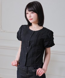 パフスリーブ」に該当するシャツ/ブラウス（ブラック/黒色系・レース