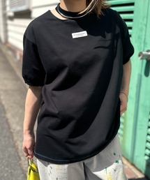 Vintageライク コットン100 カットアウト配色リンガービッグ Tシャツ