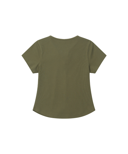 SECONDMONO（セカンドモノローグ）の「Lace-Up Rib Slim Tee [KHAKI]_SEWTS035KHAKI（Tシャツ/カットソー・レディース・その他・F）」の2枚目の写真