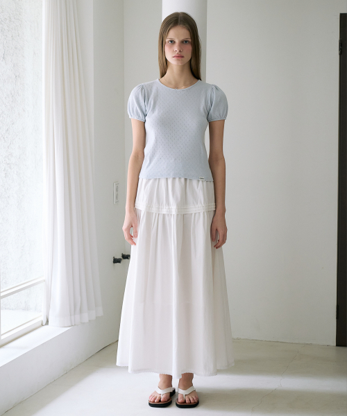 DEHEVE（デヘヴェ）の「Label Point Puff T-shirt [Sky Blue]（Tシャツ/カットソー・レディース・スカイブルー・OS）」の6枚目の写真