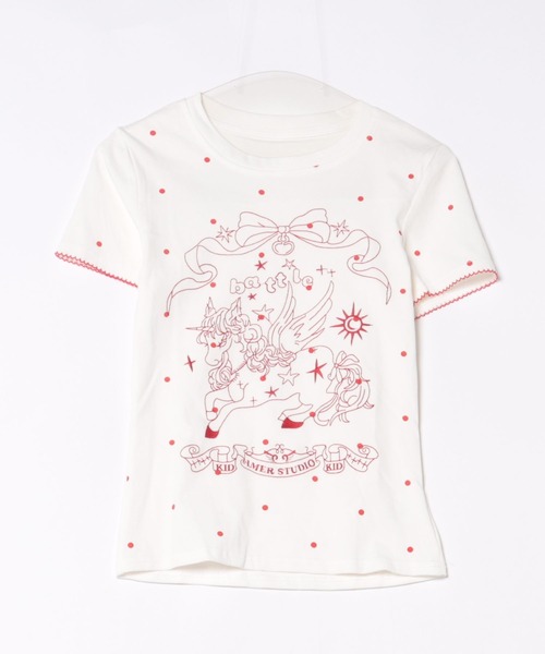 Sibra(シブラ)の「選べるグラフィックプリント半袖Tシャツ / ドット・スター・ユニコーンデザイン(Tシャツ/カットソー・レディース・ホワイト/レッド/ブルー・M)」の16枚目の写真