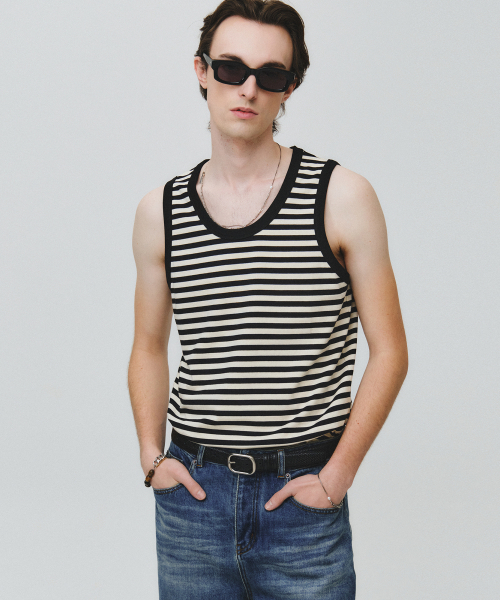 NOIRER(ノイア)の「マリンストライプスリーブレス(ブラックアイ)(Tシャツ/カットソー・メンズ・その他・50/52)」の1枚目の写真