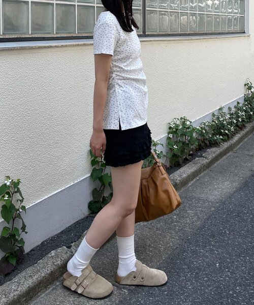 CIAOPANIC（チャオパニック）の「小花柄サイドボタントップス（Tシャツ/カットソー・レディース・ホワイト/アイボリー・FREE）」の7枚目の写真