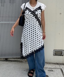 ドット レースアシメキャミチュニック