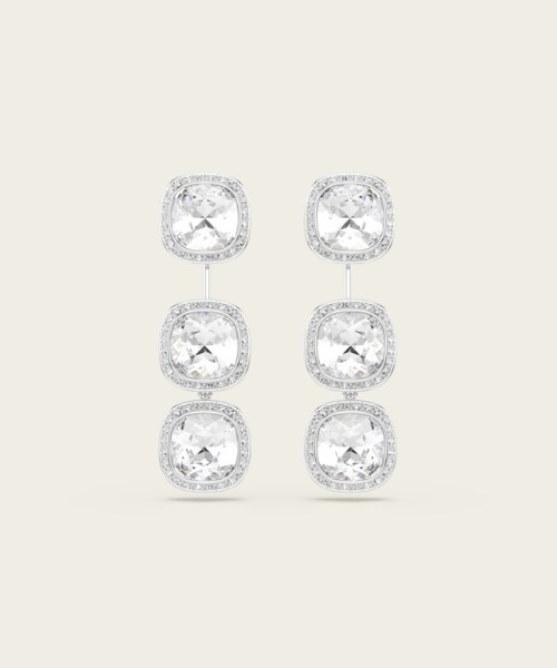 SWAROVSKI（スワロフスキー）の「【公式】【スワロフスキー】Una Angelic ピアス, クッションカット, ホワイト, ロジウム・プレーティング（ピアス（両耳用）・レディース・シルバー系・ONE SIZE）」の5枚目の写真
