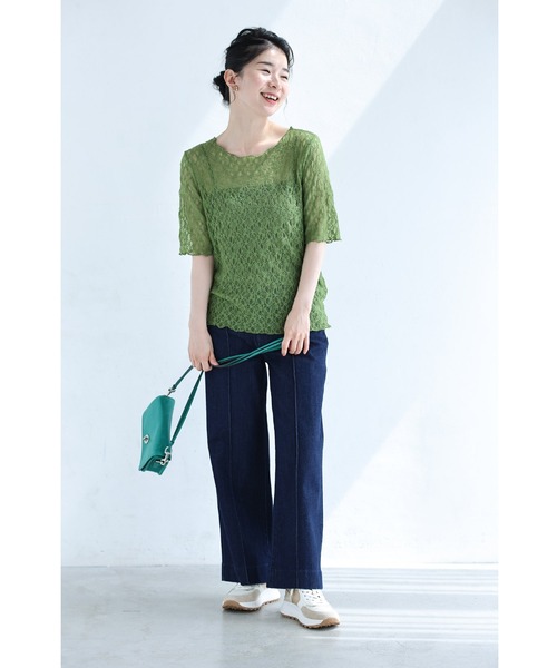 cawaii(カワイイ)の「二の腕隠せる 差し色レースインナー(Tシャツ/カットソー・レディース・ブルー/オレンジ/グリーン/パープル・FREE)」の22枚目の写真