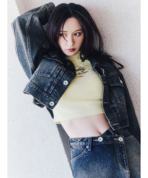 GYDA(ジェイダ)の「Valdy Empireハーフスリーブテレコタートルトップス(Tシャツ/カットソー・レディース・イエロー/ブラック/オフホワイト・FREE)」の8枚目の写真