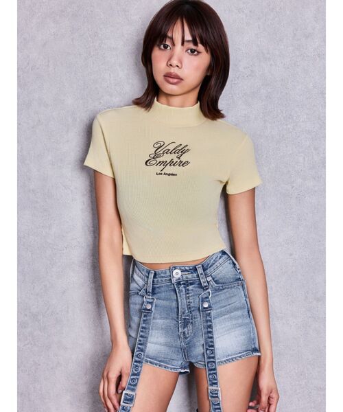 GYDA(ジェイダ)の「Valdy Empireハーフスリーブテレコタートルトップス(Tシャツ/カットソー・レディース・イエロー/ブラック/オフホワイト・FREE)」の15枚目の写真