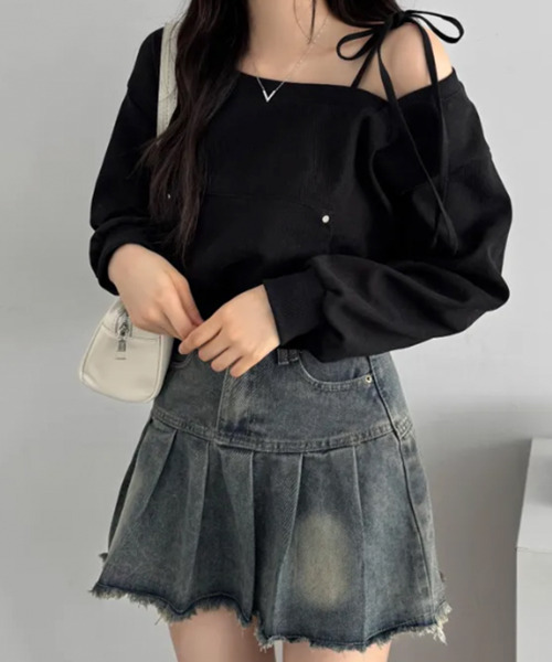 VIVID LADY(ビビッドレディー)の「ウォッシュ デニムプリーツミニスカート(デニムスカート・レディース・ブルー・MEDIUM/SMALL)」の6枚目の写真