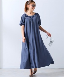 <大きいサイズ>美ラクRUタッチふんわりシルエットマキシ丈ワンピース(接触冷感・抗菌防臭・UVカット・遮熱)