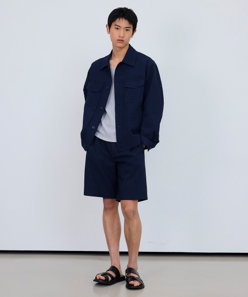MINDBRIDGE（マインドブリッジ）の「[COUTURE]リラックスフィットシアサーカーウエストバンドネイビーハーフパンツ（その他パンツ・メンズ・ネイビー・36/34/32/30/29）」の2枚目の写真