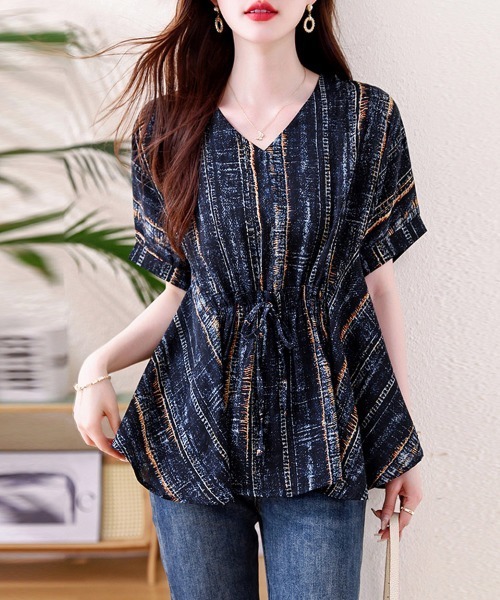 ONEP STAR(ワンピスター)の「選べる5TYPE×Vネックブラウス(シャツ/ブラウス・レディース・E/D/C/B/A・X-LARGE/LARGE)」の4枚目の写真