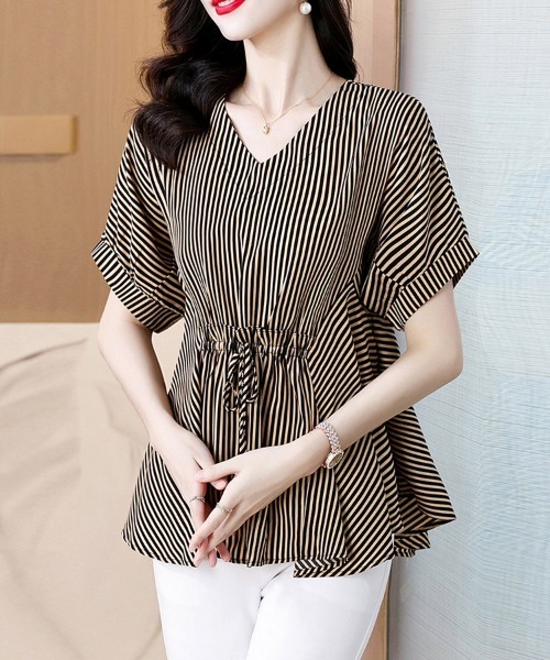 ONEP STAR(ワンピスター)の「選べる5TYPE×Vネックブラウス(シャツ/ブラウス・レディース・E/D/C/B/A・X-LARGE/LARGE)」の5枚目の写真