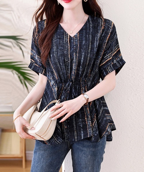 ONEP STAR(ワンピスター)の「選べる5TYPE×Vネックブラウス(シャツ/ブラウス・レディース・E/D/C/B/A・X-LARGE/LARGE)」の10枚目の写真
