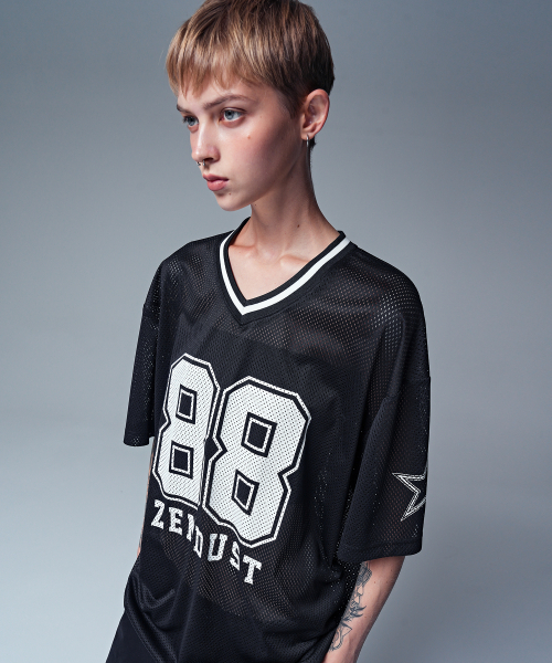 ZENDUST(ジェンダスト)の「88 Star Mesh Football Jersey T-shirt NAVY(Tシャツ/カットソー・レディース・ネイビー・MEDIUM/LARGE)」の2枚目の写真