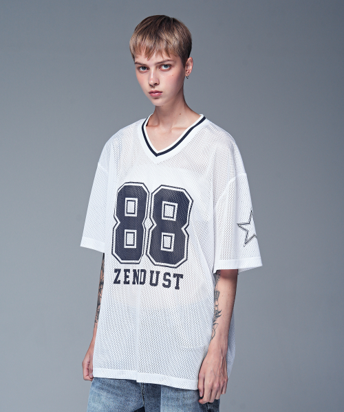 ZENDUST(ジェンダスト)の「88 Star Mesh Football Jersey T-shirt NAVY(Tシャツ/カットソー・レディース・ネイビー・MEDIUM/LARGE)」の3枚目の写真