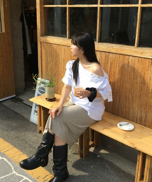PEPLEE(ペプリー)の「Snap One-Shoulder Tee (White)(Tシャツ/カットソー・レディース・その他・OS)」の9枚目の写真