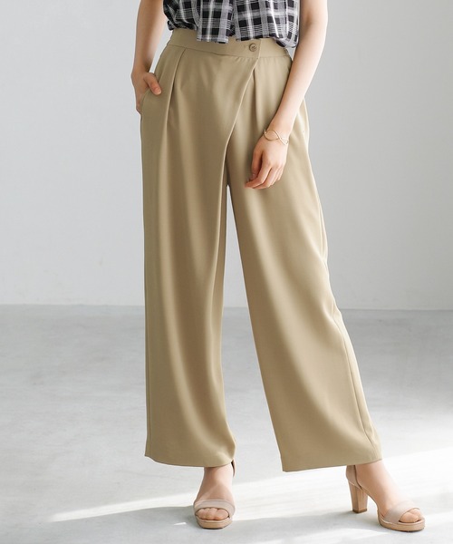 WHITE JOOLA（ホワイトジョーラ）の「【 ラクして整うカセット服 】 さらさらオックス・アシメワイドパンツ（その他パンツ・レディース・オフホワイト/ネイビー/ベージュ・L/M/S）」の3枚目の写真