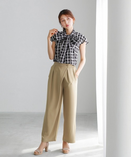 WHITE JOOLA（ホワイトジョーラ）の「【 ラクして整うカセット服 】 さらさらオックス・アシメワイドパンツ（その他パンツ・レディース・オフホワイト/ネイビー/ベージュ・L/M/S）」の8枚目の写真