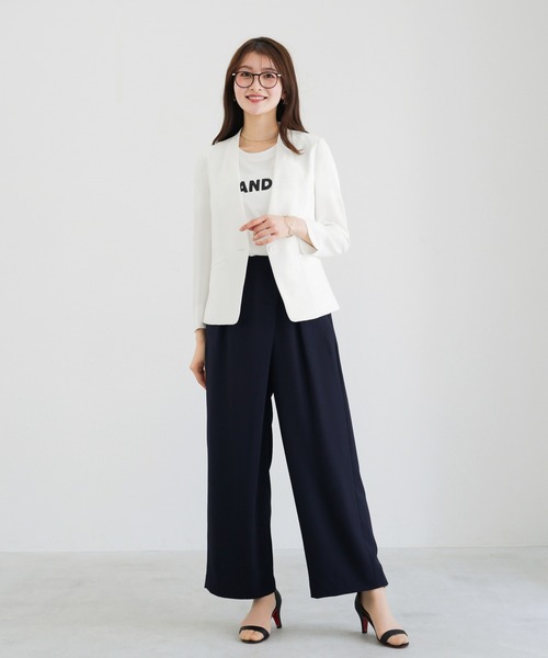 WHITE JOOLA（ホワイトジョーラ）の「【 ラクして整うカセット服 】 さらさらオックス・アシメワイドパンツ（その他パンツ・レディース・オフホワイト/ネイビー/ベージュ・L/M/S）」の13枚目の写真