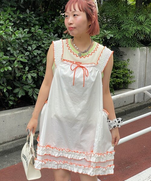 HELLO.SANFRANCISCO(ハローサンフランシスコ)の「【HELLO.SANFRANCISCO/ハローサンフランシスコ】シャーリングフリルメロウチュニック(チュニック・レディース・ホワイト/サックスブルー・ONE SIZE)」の7枚目の写真