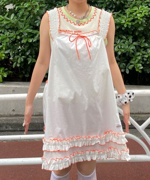HELLO.SANFRANCISCO(ハローサンフランシスコ)の「【HELLO.SANFRANCISCO/ハローサンフランシスコ】シャーリングフリルメロウチュニック(チュニック・レディース・ホワイト/サックスブルー・ONE SIZE)」の12枚目の写真