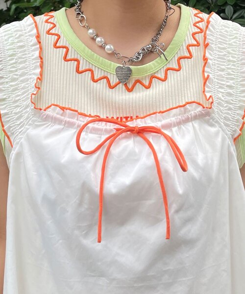 HELLO.SANFRANCISCO(ハローサンフランシスコ)の「【HELLO.SANFRANCISCO/ハローサンフランシスコ】シャーリングフリルメロウチュニック(チュニック・レディース・ホワイト/サックスブルー・ONE SIZE)」の14枚目の写真