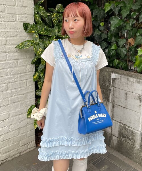 HELLO.SANFRANCISCO(ハローサンフランシスコ)の「【HELLO.SANFRANCISCO/ハローサンフランシスコ】シャーリングフリルメロウチュニック(チュニック・レディース・ホワイト/サックスブルー・ONE SIZE)」の17枚目の写真