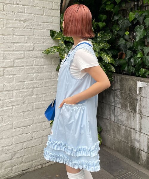 HELLO.SANFRANCISCO(ハローサンフランシスコ)の「【HELLO.SANFRANCISCO/ハローサンフランシスコ】シャーリングフリルメロウチュニック(チュニック・レディース・ホワイト/サックスブルー・ONE SIZE)」の18枚目の写真