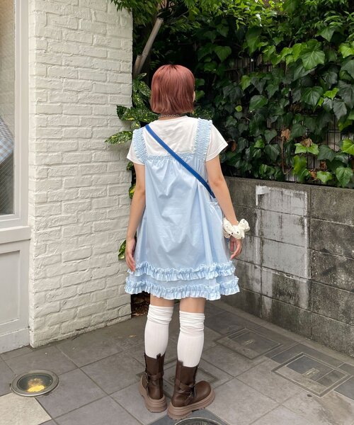 HELLO.SANFRANCISCO(ハローサンフランシスコ)の「【HELLO.SANFRANCISCO/ハローサンフランシスコ】シャーリングフリルメロウチュニック(チュニック・レディース・ホワイト/サックスブルー・ONE SIZE)」の22枚目の写真