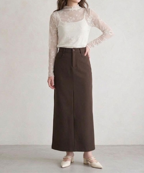 Jasmine Grandiflorum(ジャスミングランディフローラム)の「【Jasmine】リボン刺繍シアーハイネックトップス(Tシャツ/カットソー・レディース・アイボリー/ブラック・FREE)」の9枚目の写真