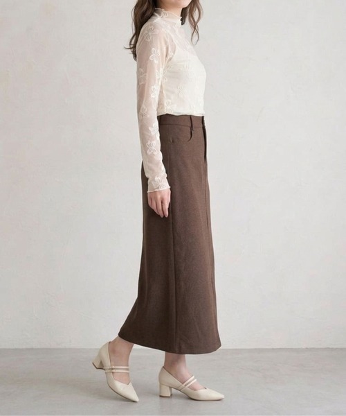 Jasmine Grandiflorum(ジャスミングランディフローラム)の「【Jasmine】リボン刺繍シアーハイネックトップス(Tシャツ/カットソー・レディース・アイボリー/ブラック・FREE)」の10枚目の写真